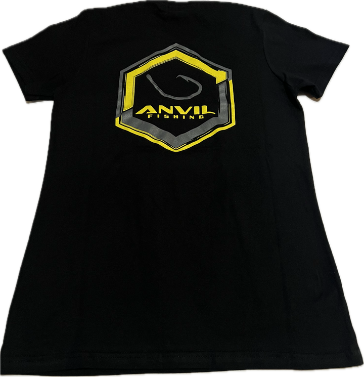 Woman's Anvil Fishing Hook Tee Black/Yellow image 0