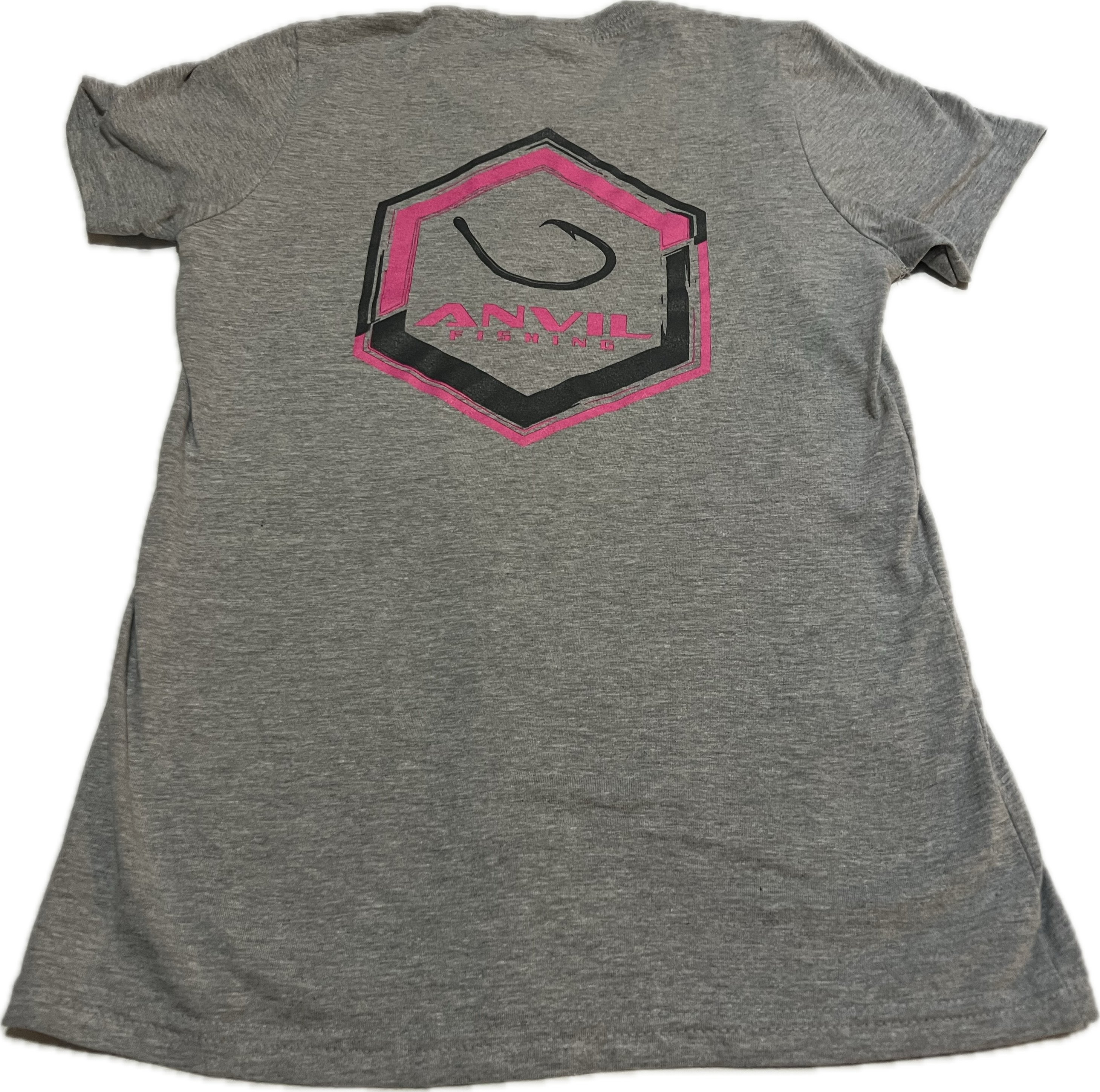 Woman's Anvil Fishing Hook Tee Grey/Pink image 0