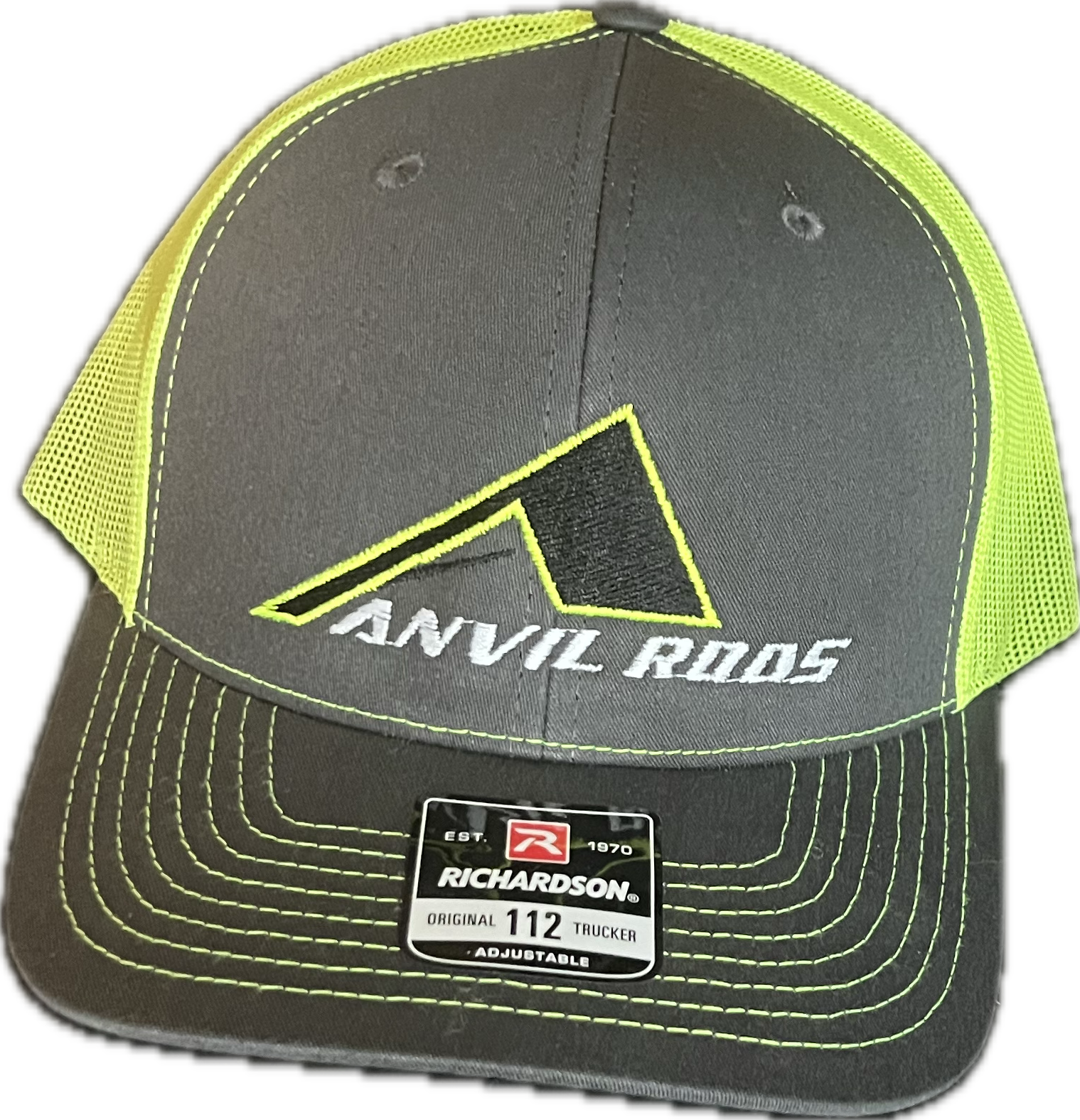 Richardson 112 Charcoal/Neon Yellow Large Neon Yellow "A" Snapback image 0
